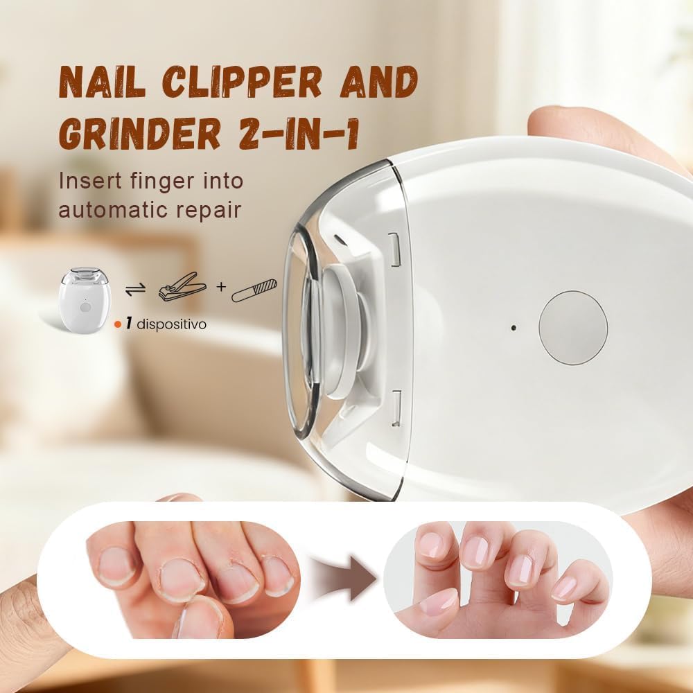 Electric Nail Clippers, Electric Nail Grinder with 3 Speeds & LED Light, Auto Fingernail Cutter, Polishing Trimmer, for Children, Adults, and The Elderly - Damaged Box