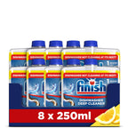 Finish, Dishwasher Cleaner, Lemon Scent, 2.0L (250ml x 8 pck), Removes Grease, Limescale and Dissolves Clogs, Fights Odour for a Cleaner Hygienic Dishwasher Machine