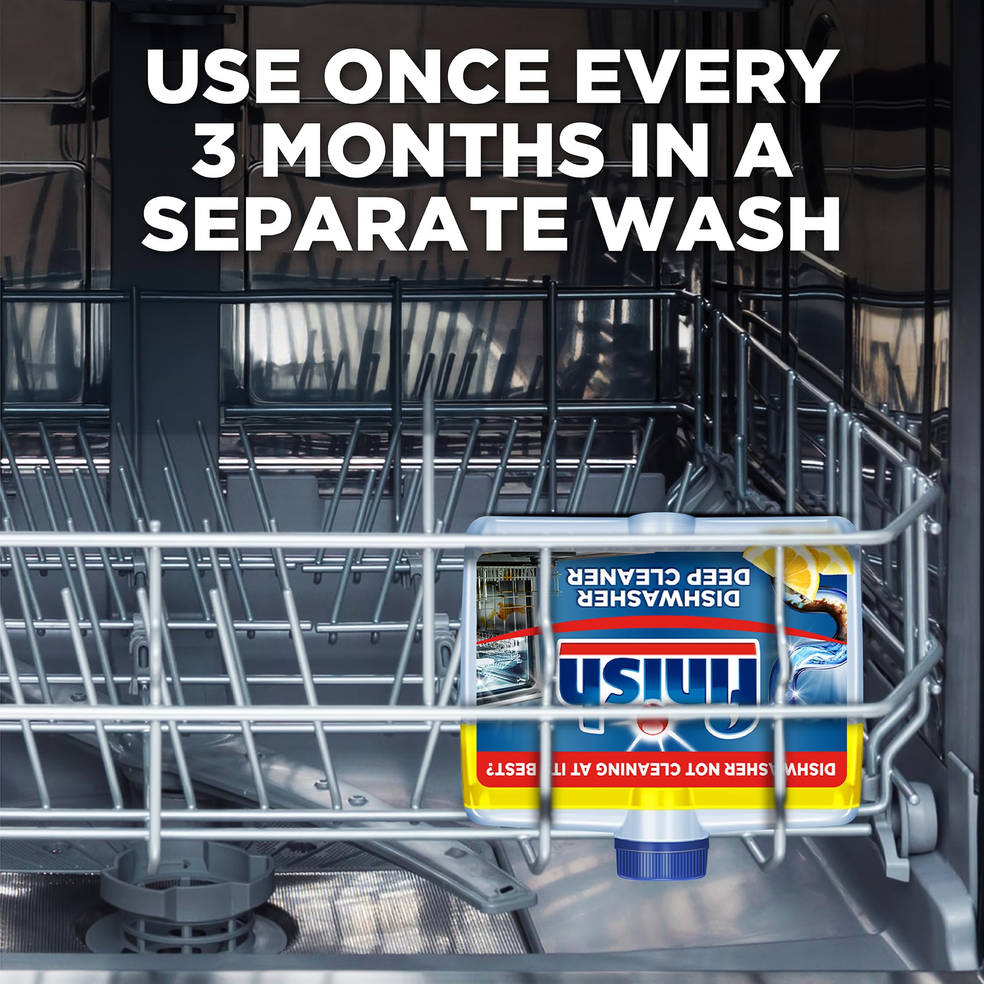 Finish, Dishwasher Cleaner, Lemon Scent, 2.0L (250ml x 8 pck), Removes Grease, Limescale and Dissolves Clogs, Fights Odour for a Cleaner Hygienic Dishwasher Machine