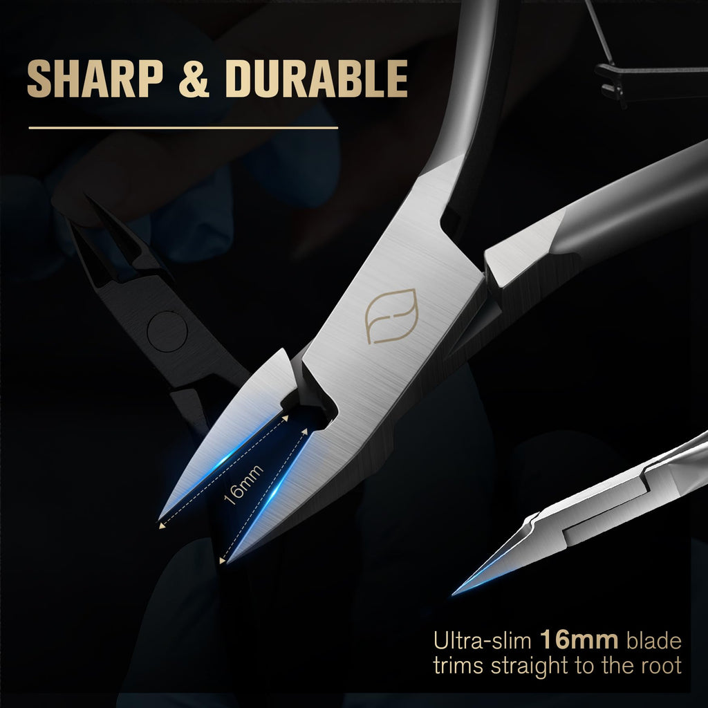 FERYES Ingrown Toenail Clippers Straight Blade Toe Nail Clippers for Thick Nails for Seniors, Stainless Steel Nail Clippers for Thick Toenails - Ultra-Slim 16mm Blade Fingernail Clippers