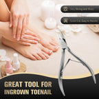 FERYES Ingrown Toenail Clippers Straight Blade Toe Nail Clippers for Thick Nails for Seniors, Stainless Steel Nail Clippers for Thick Toenails - Ultra-Slim 16mm Blade Fingernail Clippers