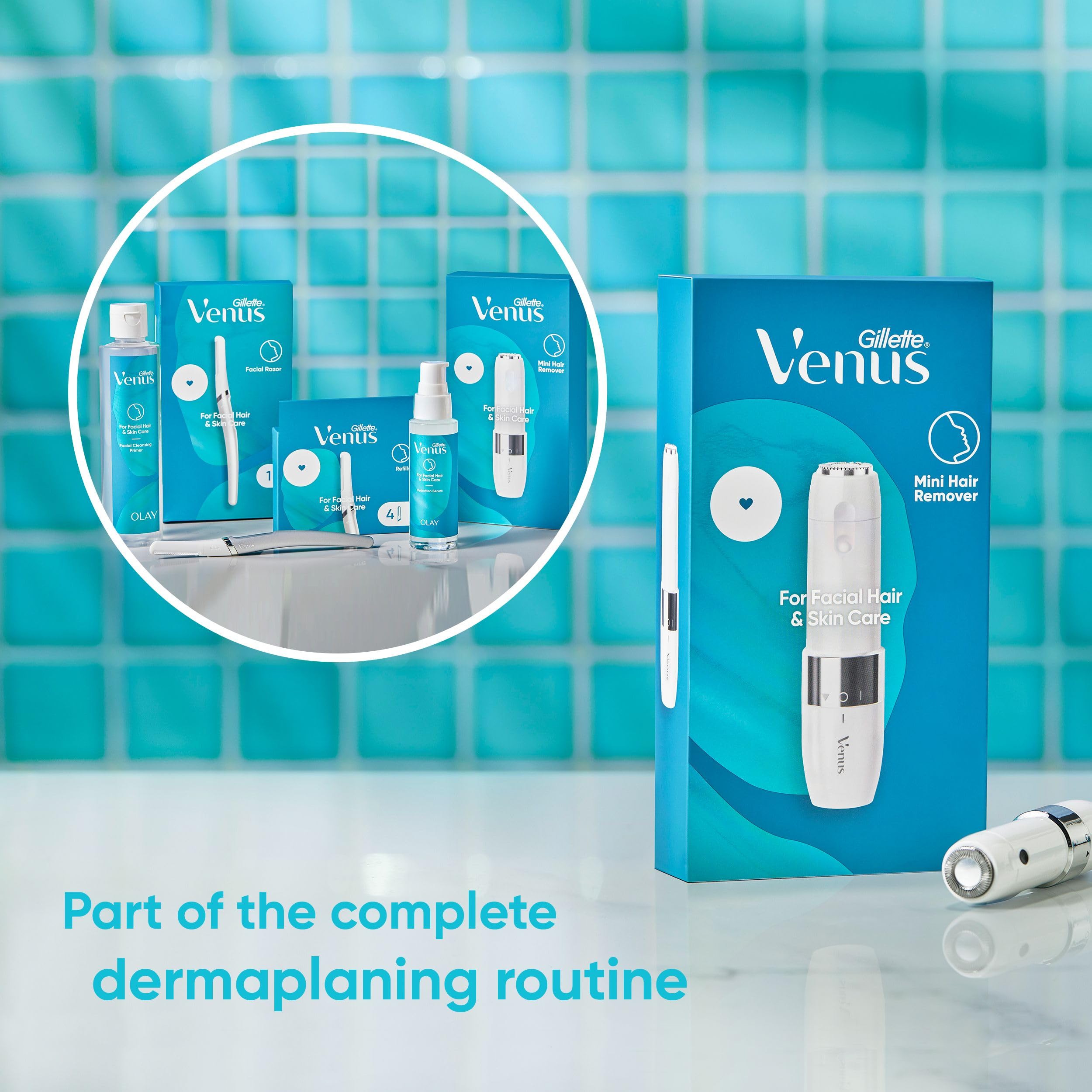 Gillette Venus for Facial Hair & Skin Care, Face Trimmer for Women, Mini Facial Hair Remover, Compact and Portable Electric Shaver for Women - Damaged Box