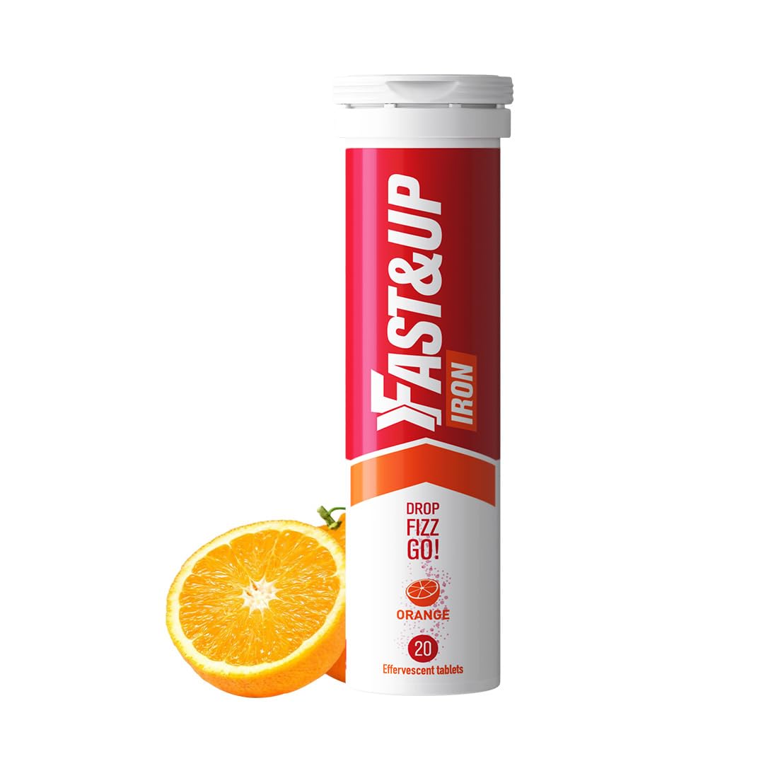 Fast&Up Iron - 19mg Iron Daily Supplement - 20 Effervescent Tablets- Fulfils Daily Iron RDA - Refreshing Orange Flavour - BBE 03/2028