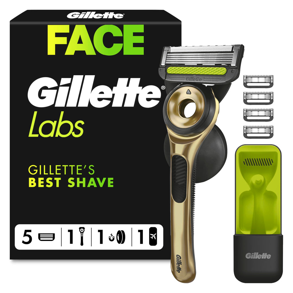 GilletteLabs Men's Razor + 1 Razor Blade Refill, with Exfoliating Bar, Includes Premium Magnetic Stand - Damaged Box
