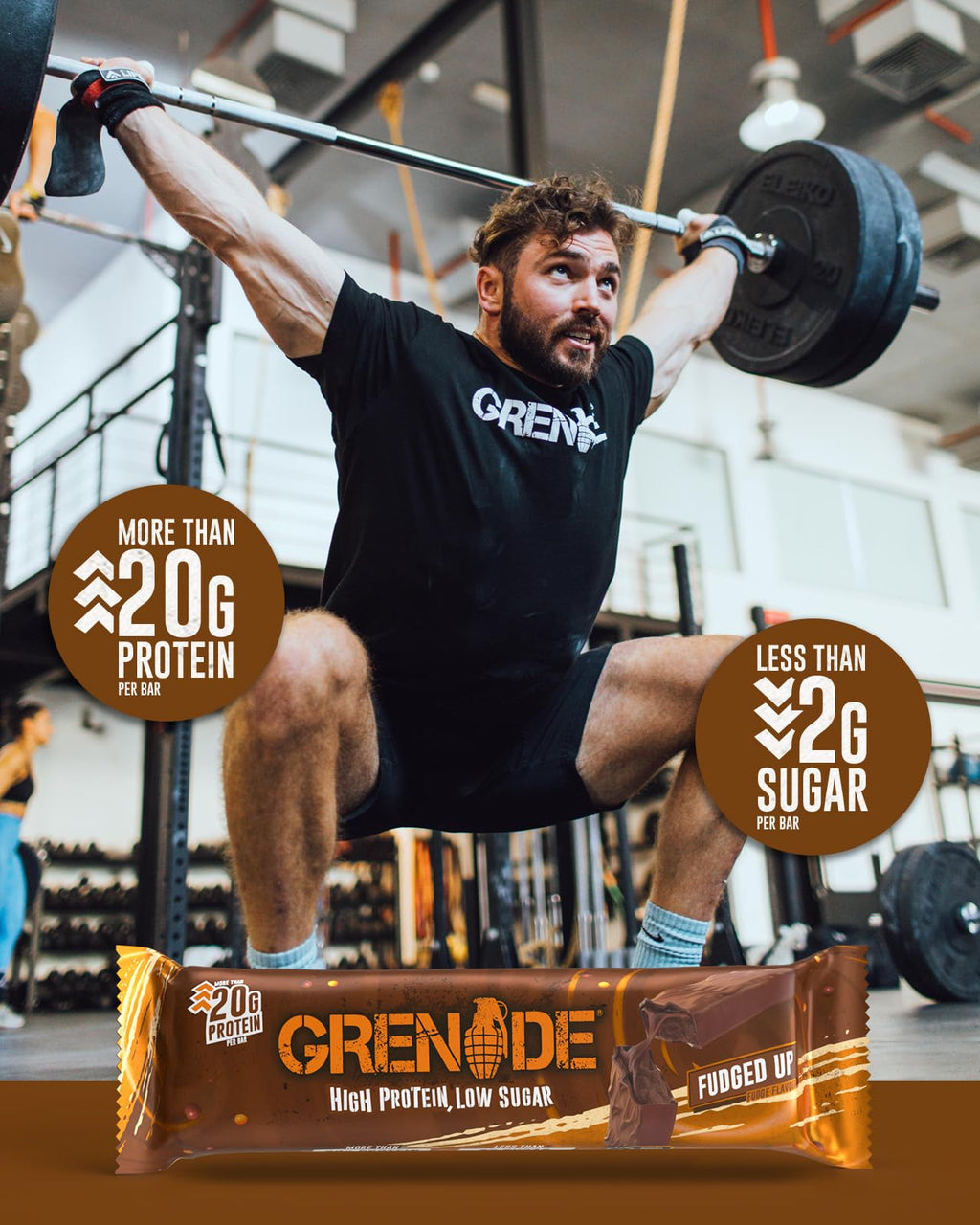 Grenade High Protein, Low Sugar Bar - Fudged Up, 12 x 60 g (Packaging May Vary) - Damaged Box - BBE 08/2026