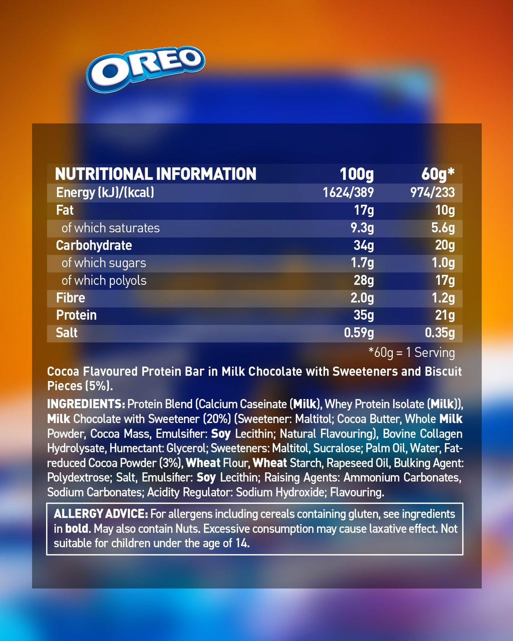 Grenade OREO - High Protein, Low Sugar Bars, 12 x 60 g - BBE 07/2026