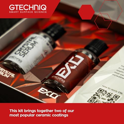 Gtechniq EXO and Crystal Serum Light Kit for Cars, 50ml | Extremely High Gloss Finish, Swirl-Resistance, Hydrophobic Water and Dirt Repellent, Easy to Apply, Up to 5 Years Durability - Damaged Box