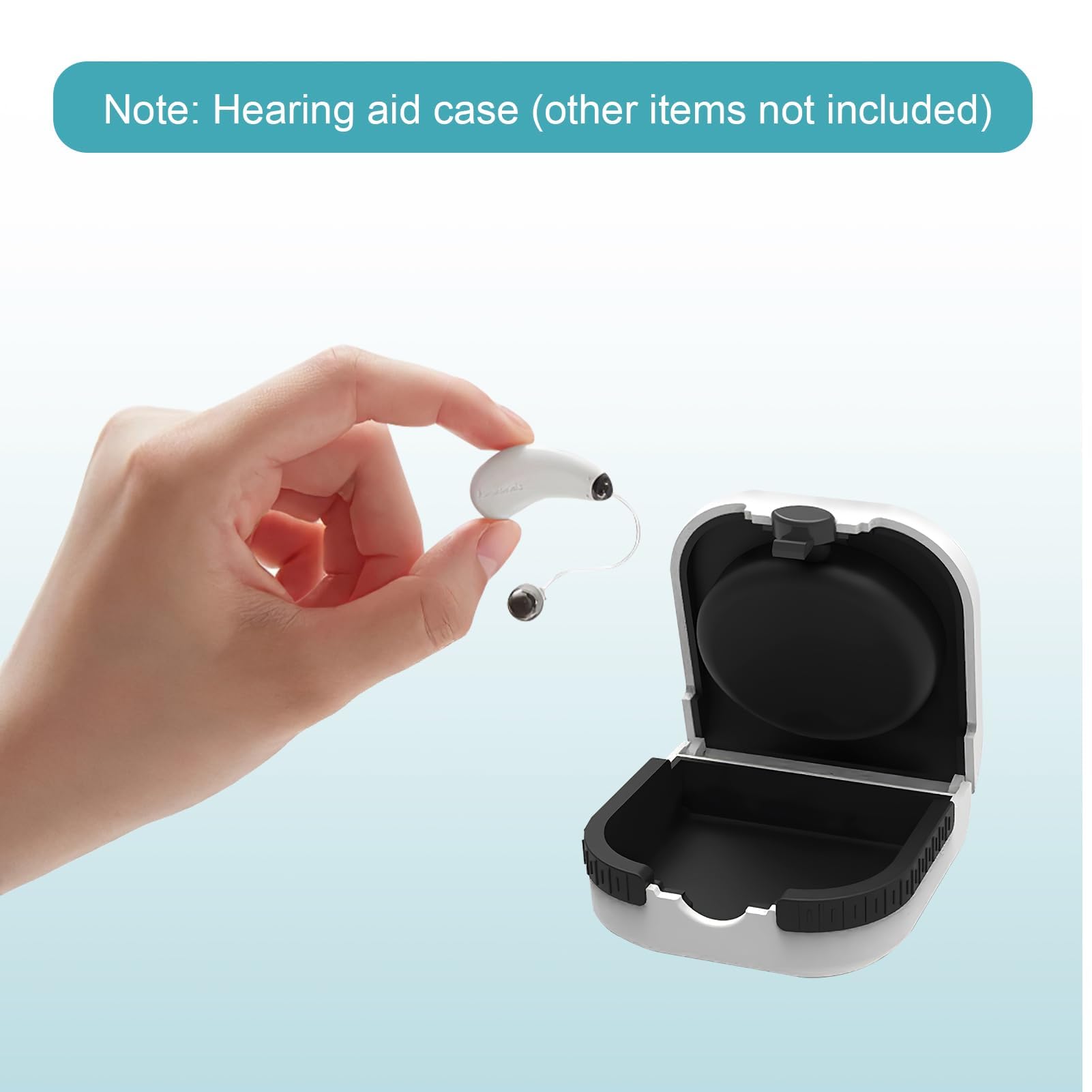 Hearing Aid Cases Hearing Aid Protective Box Portable Waterproof Earing Aids Case Anti-Drop Hearing Amplifier Storage Built-in High Elastic Silicone Air Cushion Ball for Most Earing Aids - White - Very Good