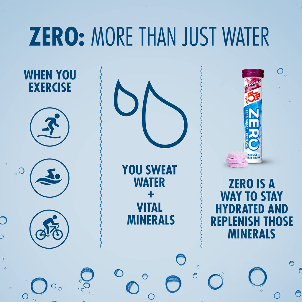 HIGH5 ZERO Electrolyte Tablet - Hydration Tablets Enhanced with Vitamin C - 0 Calories & Sugar Free - Boost Hydration, Performance & Wellness - Blackcurrant, 20 Tablets (20x, Pack of 1) - BBE 08/2027