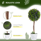 HOMCOM Set of 2 Decorative Artificial Plants Ball Trees with Lavender Flowers in Pot Fake Plants for Home Indoor Outdoor Decor, 60cm, Green - Damaged Box