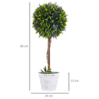 HOMCOM Set of 2 Decorative Artificial Plants Ball Trees with Lavender Flowers in Pot Fake Plants for Home Indoor Outdoor Decor, 60cm, Green - Damaged Box