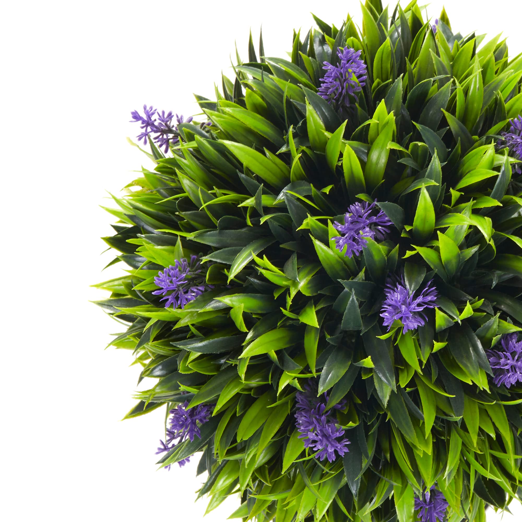 HOMCOM Set of 2 Decorative Artificial Plants Ball Trees with Lavender Flowers in Pot Fake Plants for Home Indoor Outdoor Decor, 60cm, Green - Damaged Box