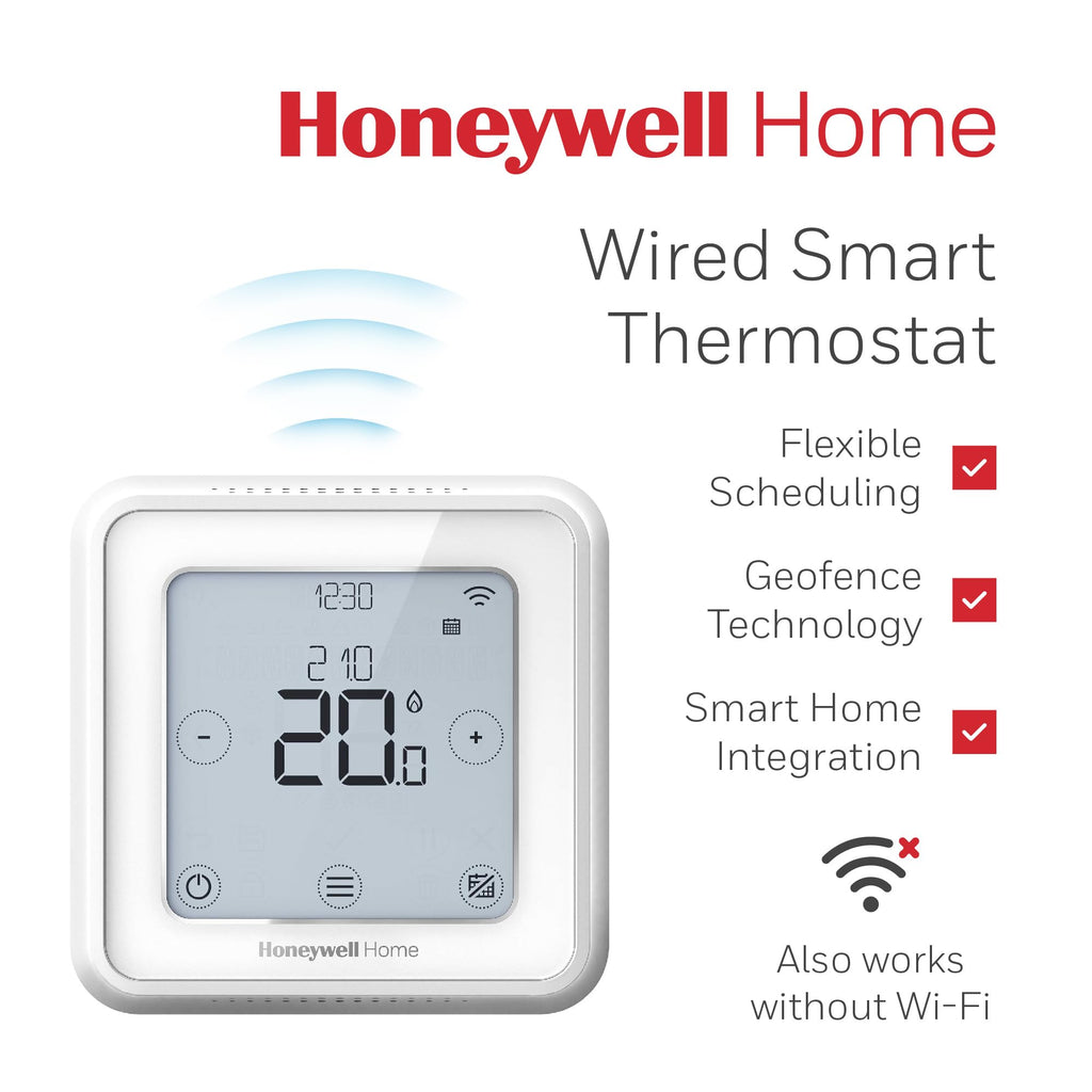 Honeywell Home T6 Smart Thermostat - WiFi, App-Enabled for Savings and Efficiency - Compatible with HomeKit, Google Home, Alexa and IFTTT, White (1 Piece) - Damaged Box