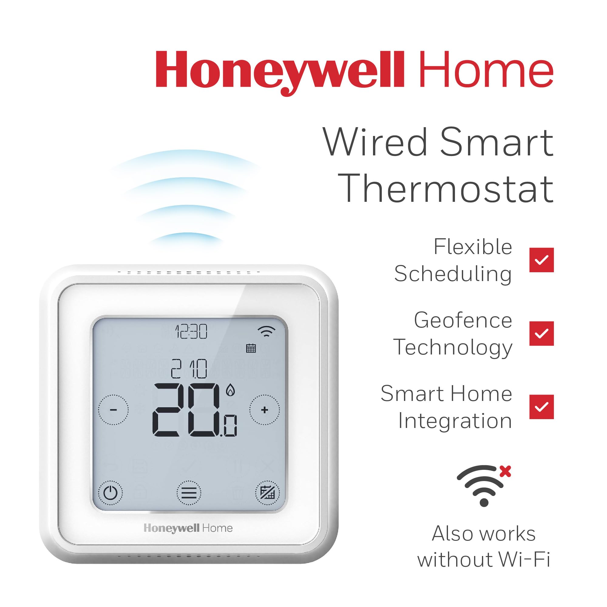 Honeywell Home T6 Smart Thermostat - WiFi, App-Enabled for Savings and Efficiency - Compatible with HomeKit, Google Home, Alexa and IFTTT, White (1 Piece) - Damaged Box