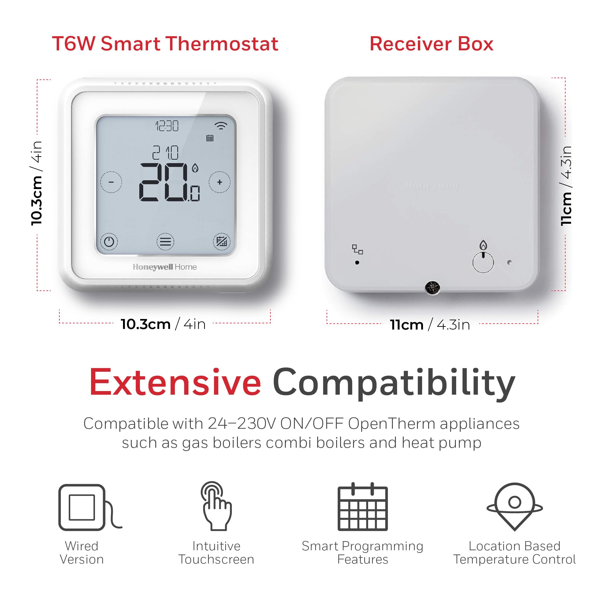 Honeywell Home T6 Smart Thermostat - WiFi, App-Enabled for Savings and Efficiency - Compatible with HomeKit, Google Home, Alexa and IFTTT, White (1 Piece) - Damaged Box