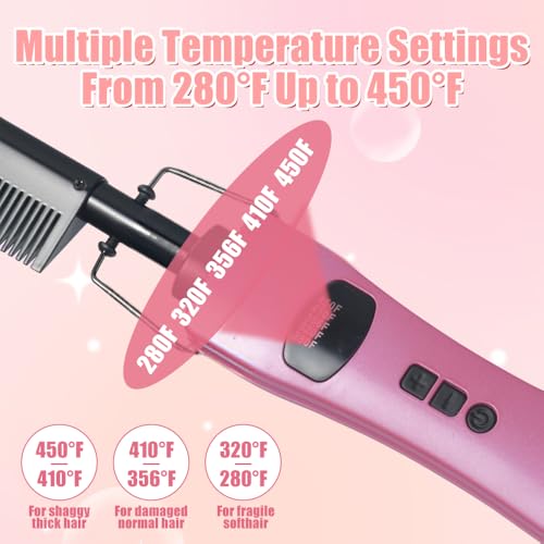 Hot Comb Hair Straightener, Hot Comb for Wigs, Electric Straightening Comb, 280~450^0F Temperatures Adjustable, 60 Min Auto Shut Off, for Wigs, Afro Hair & Beard - Damaged Box