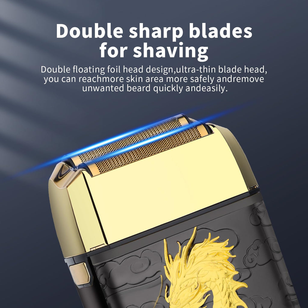 HIENA PRO Cordless Foil Shaver for Men, Professional Bald Head Precision Trimmer, Double Foil Trimmer with LED, Electric Razor, USB Charging, Gifts for Men