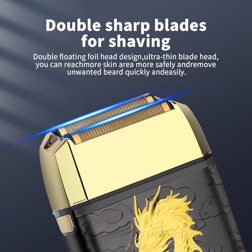 HIENA PRO Cordless Foil Shaver for Men, Professional Bald Head Precision Trimmer, Double Foil Trimmer with LED, Electric Razor, USB Charging, Gifts for Men