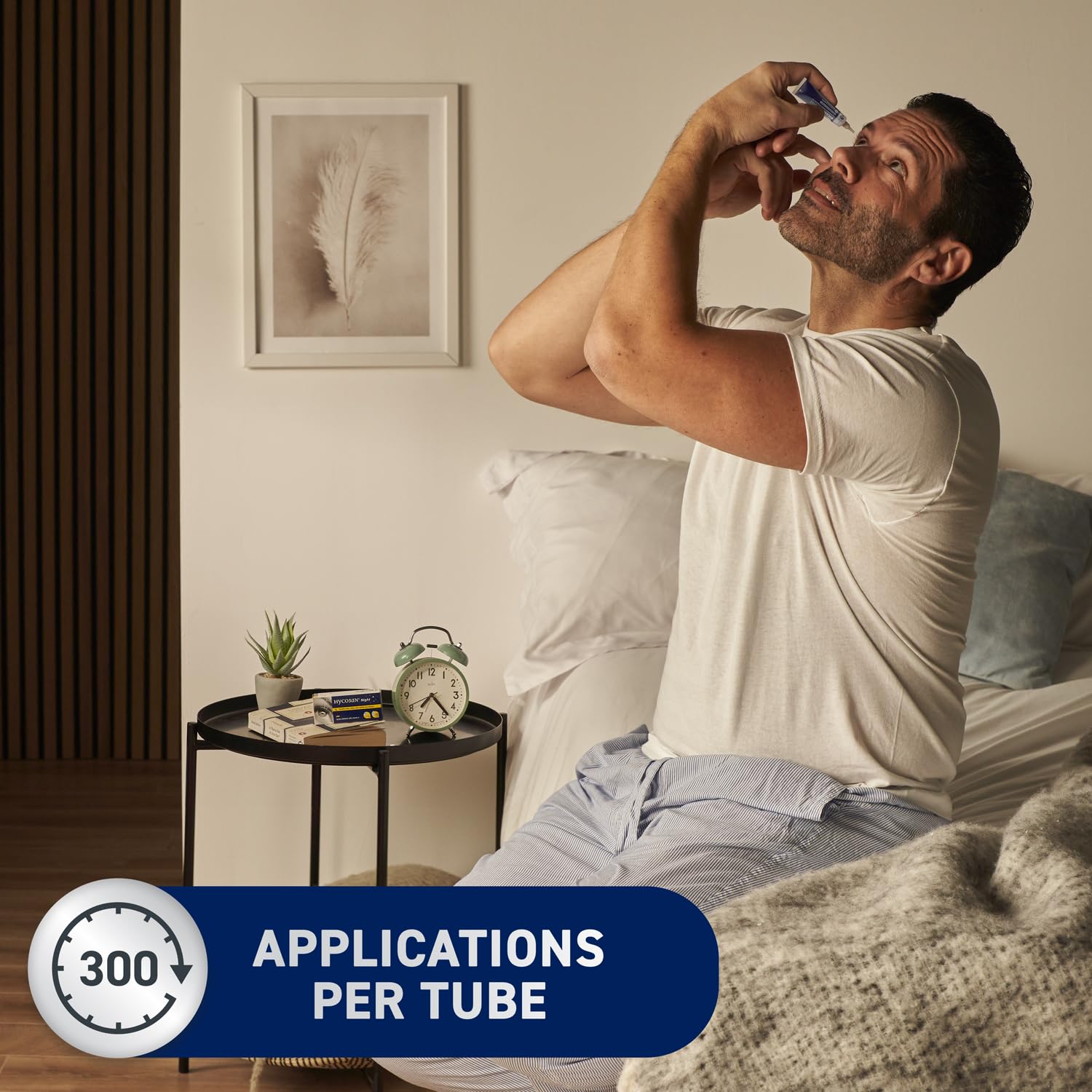 Hycosan Night - Soothing Relief and Protection Against Dry, Tired and Burning Eyes While You Sleep - with Vitamin A and Preservative Free - 300 Applications - Damaged Box - BBE 09/2028
