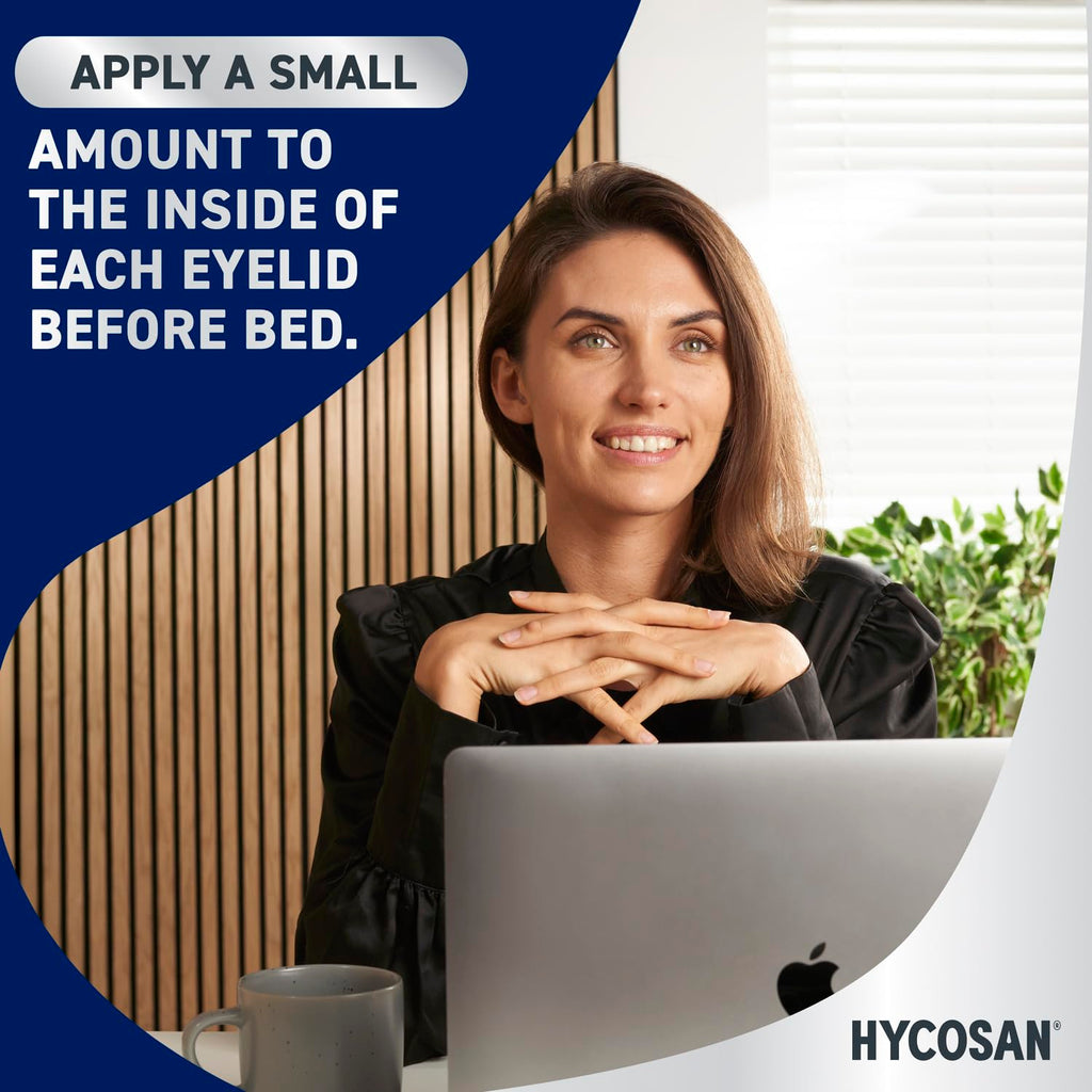 Hycosan Night - Soothing Relief and Protection Against Dry, Tired and Burning Eyes While You Sleep - with Vitamin A and Preservative Free - 300 Applications - Damaged Box - BBE 09/2028