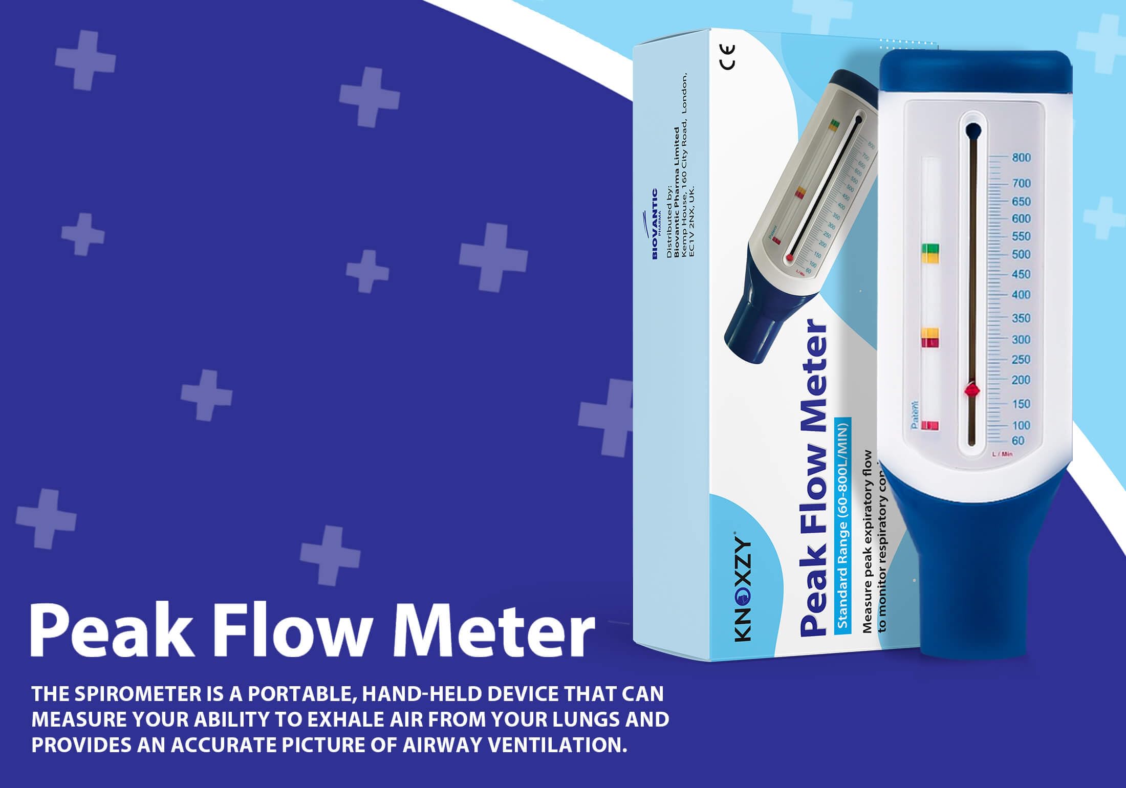 KNOXZY Peak Flow Meter for Adult to Monitor Lung Function - Expiratory Flow Meter to Monitor Respiratory Condition - Spirometry Lung Function Recovery Training Device - Standard Range for Adult - Damaged Box