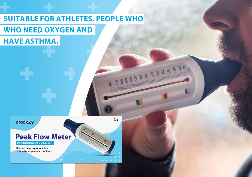 KNOXZY Peak Flow Meter for Adult to Monitor Lung Function - Expiratory Flow Meter to Monitor Respiratory Condition - Spirometry Lung Function Recovery Training Device - Standard Range for Adult - Damaged Box
