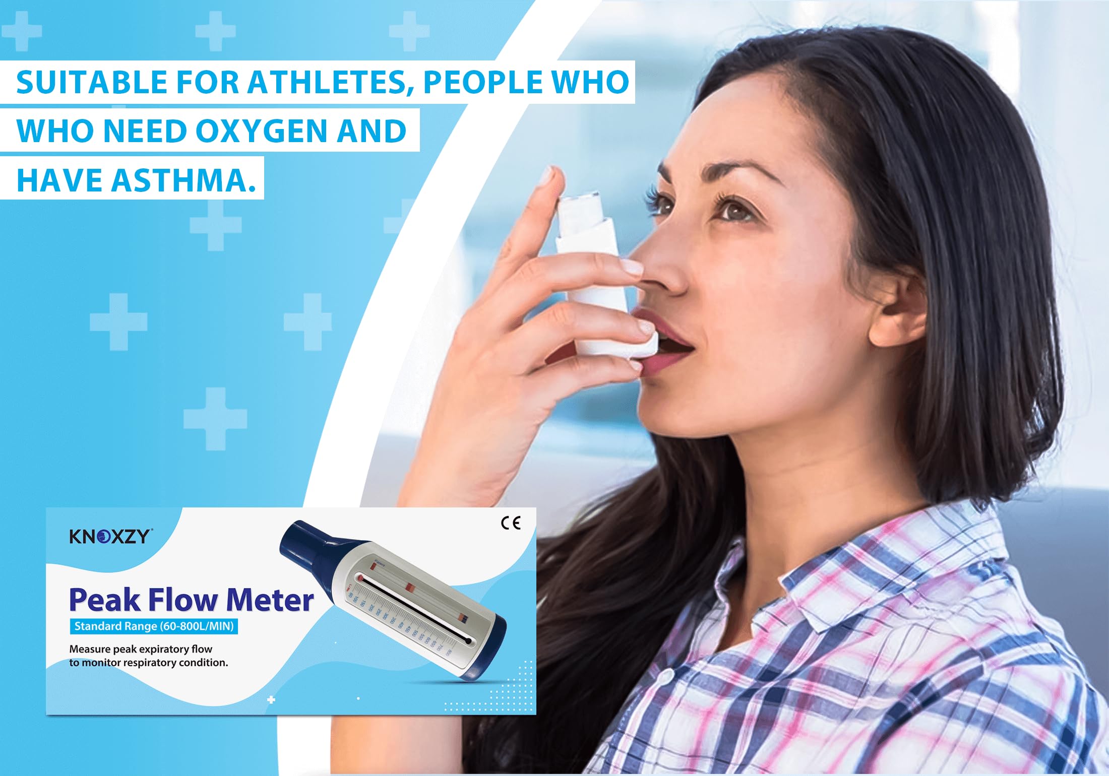 KNOXZY Peak Flow Meter for Adult to Monitor Lung Function - Expiratory Flow Meter to Monitor Respiratory Condition - Spirometry Lung Function Recovery Training Device - Standard Range for Adult - Damaged Box