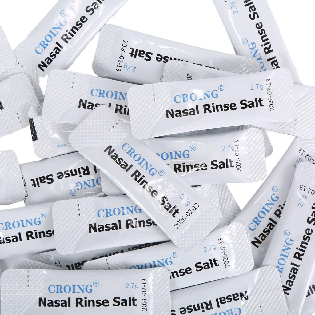 CROING 120 Packets Neti Pot Salt, Nasal Rinse Salt, Sinus Rinse Salt, Nose Wash Sachets for Neti Pots, Sinus Relief,Nasal Irrigation, Nasal Flush - Damaged Box