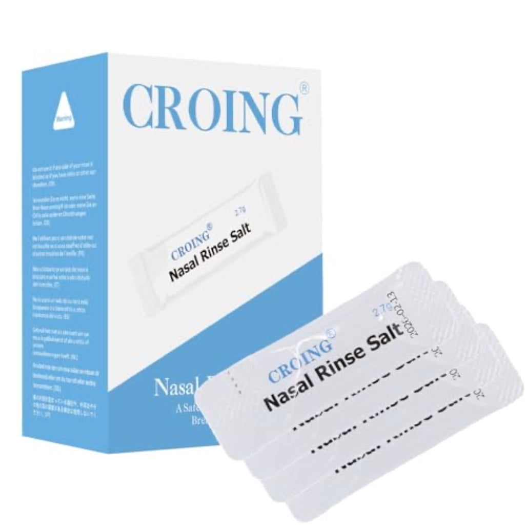 CROING 120 Packets Neti Pot Salt, Nasal Rinse Salt, Sinus Rinse Salt, Nose Wash Sachets for Neti Pots, Sinus Relief,Nasal Irrigation, Nasal Flush - Damaged Box