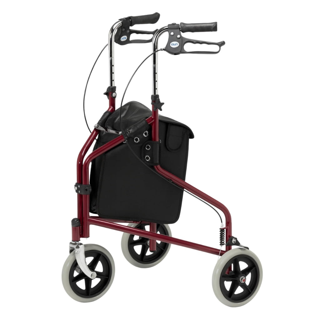 Days Tri Wheel Folding Walker with Loop and Lockable Brakes, Mobility Aid, Easy to Manoeuvre & Height Adjustable, For Eldery and Disabled Users, Blue - Very Good