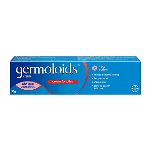 Germoloids Haemorrhoid Cream, Piles Treatment with Anaesthetic to Numb the Pain & Itch, 55 g, Pack of 1, (Packing may vary). - Damaged Box - BBE 08/2028