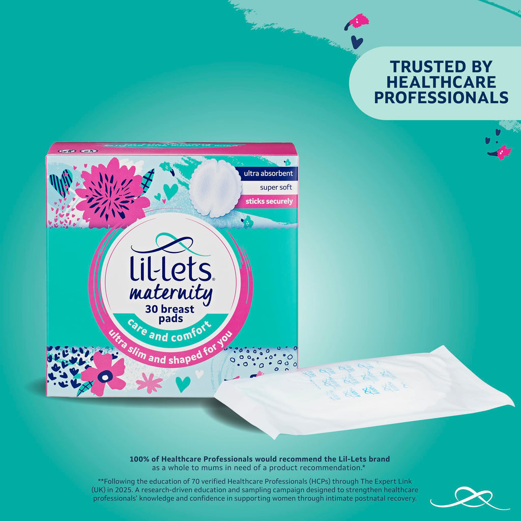 Lil-Lets Maternity BreastPads, X 120 Count, Disposable Nursing Pads, for Breastfeeding Mums, Individually Wrapped, Ultra Slim & Absorbent, 4 Packs - Damaged Box
