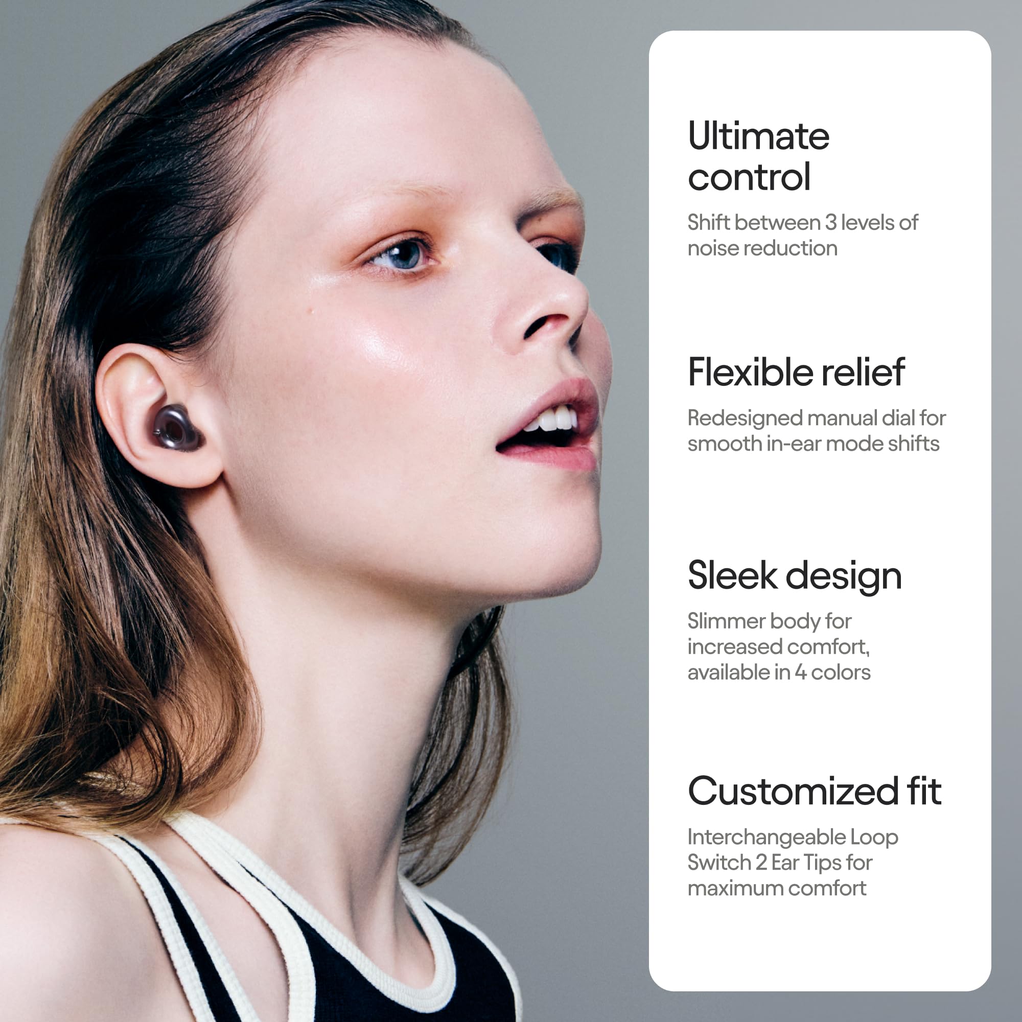 Loop Switch 2 Adjustable Ear Plugs - 3 Noise Relief Modes for Ultimate Control | Flexible Noise Reduction Earplugs for Focus, Travel, Socializing, Festivals & More | 20-26 dB (SNR) Noise Reduction - Damaged Box