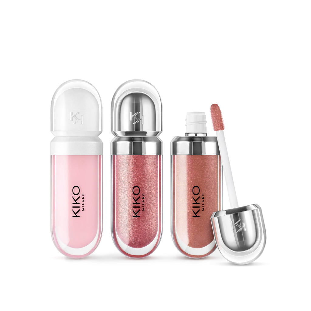 KIKO Milano Glossy Lip Set, Make-Up Set: 2 Moisturising Lip Glosses And 1 Perfecting Lip Cream - Damaged Box