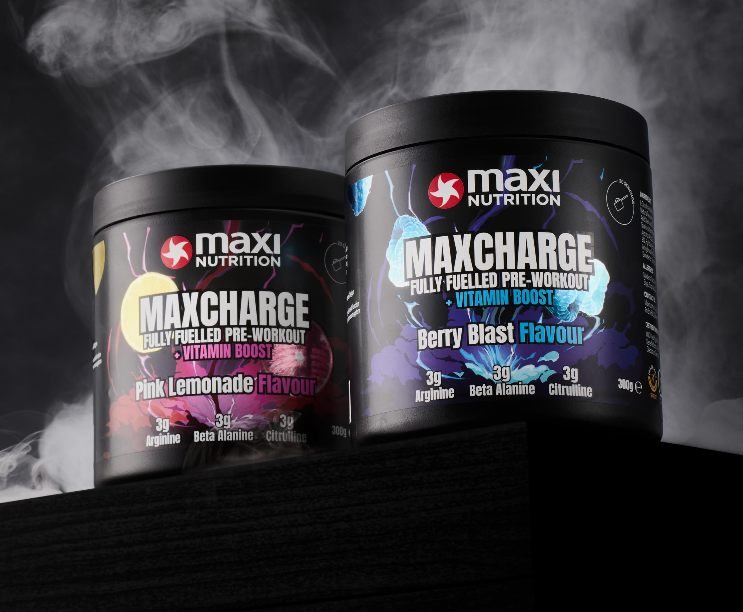 MaxiNutrition Max Charge Vitamin Boosted Pre-Workout, Perfectly Balanced Formulation for Boosting Energy & Physical Performance, Sugar-Free, Pink Lemonade Flavour, 300g - BBE 08/2026