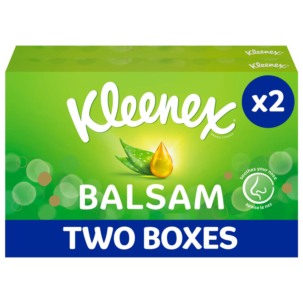 Kleenex(R) Balsam Facial Tissues - Multipack 12 Tissue Boxes - Balm Tissues Protect and Soothe Your Nose When You've Got a Cold - Balmcare(R) with Aloe Vera, Vitamin E and Calendula