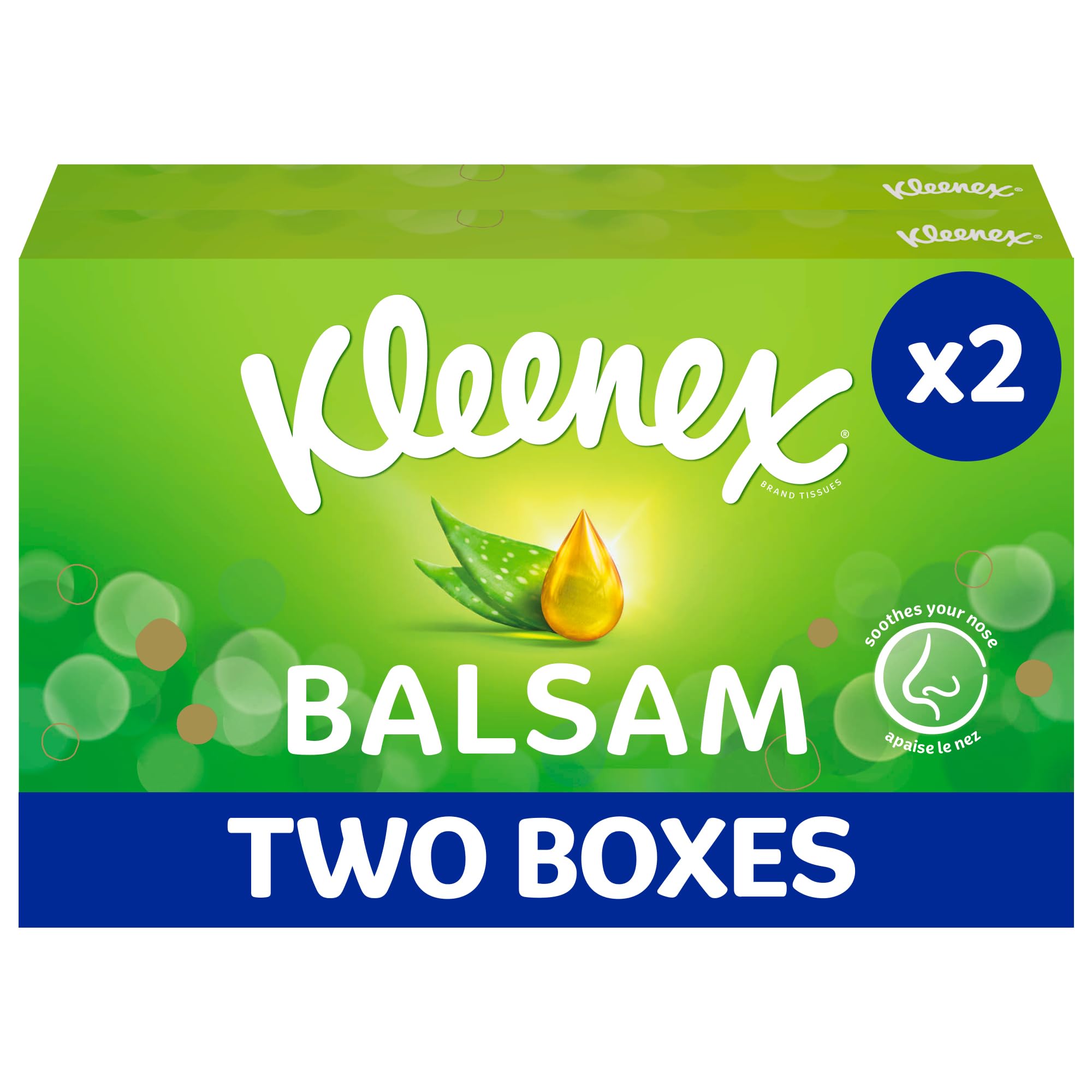 Kleenex(R) Balsam Facial Tissues - Multipack 12 Tissue Boxes - Balm Tissues Protect and Soothe Your Nose When You've Got a Cold - Balmcare(R) with Aloe Vera, Vitamin E and Calendula