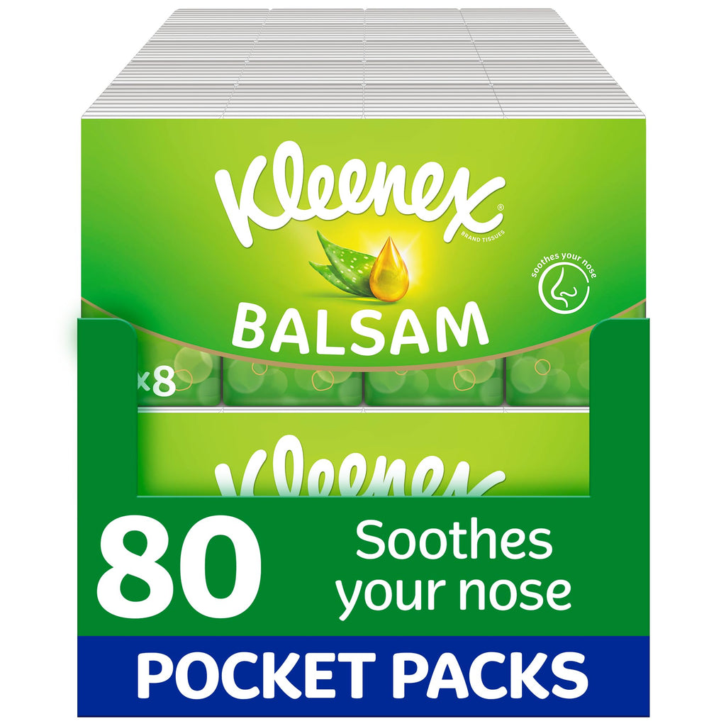 Kleenex(R) Balsam Facial Tissues - Multipack 12 Tissue Boxes - Balm Tissues Protect and Soothe Your Nose When You've Got a Cold - Balmcare(R) with Aloe Vera, Vitamin E and Calendula