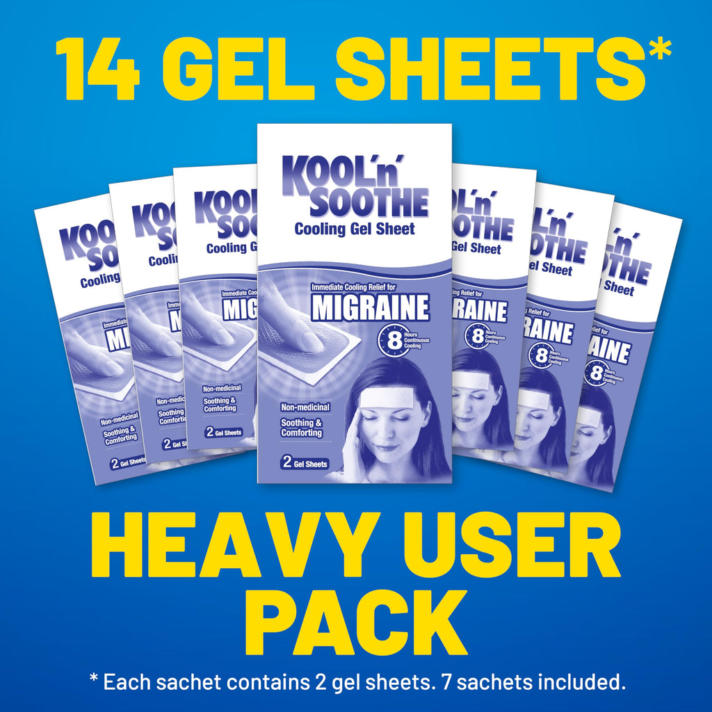 KOOL 'N' SOOTHE Migraine Cooling Gel Sheets, 14 Pack - Damaged Box
