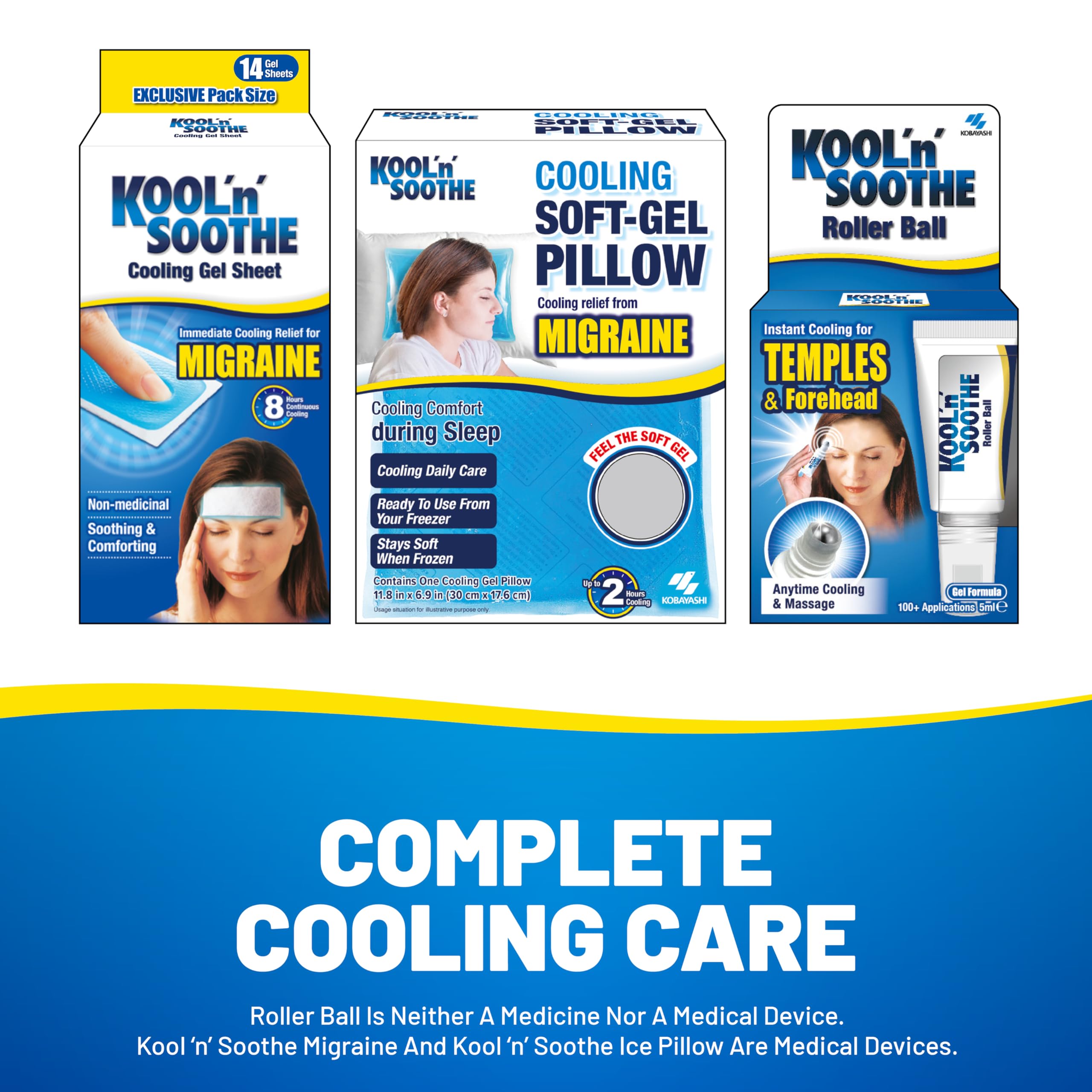 KOOL 'N' SOOTHE Migraine Cooling Gel Sheets, 14 Pack - Damaged Box