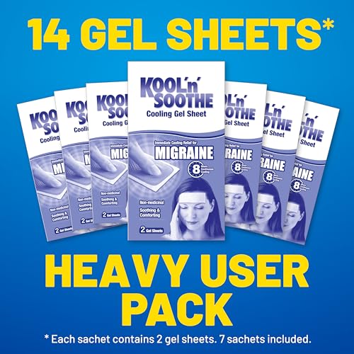 KOOL 'N' SOOTHE Migraine Cooling Gel Sheets, 14 Pack - Damaged Box