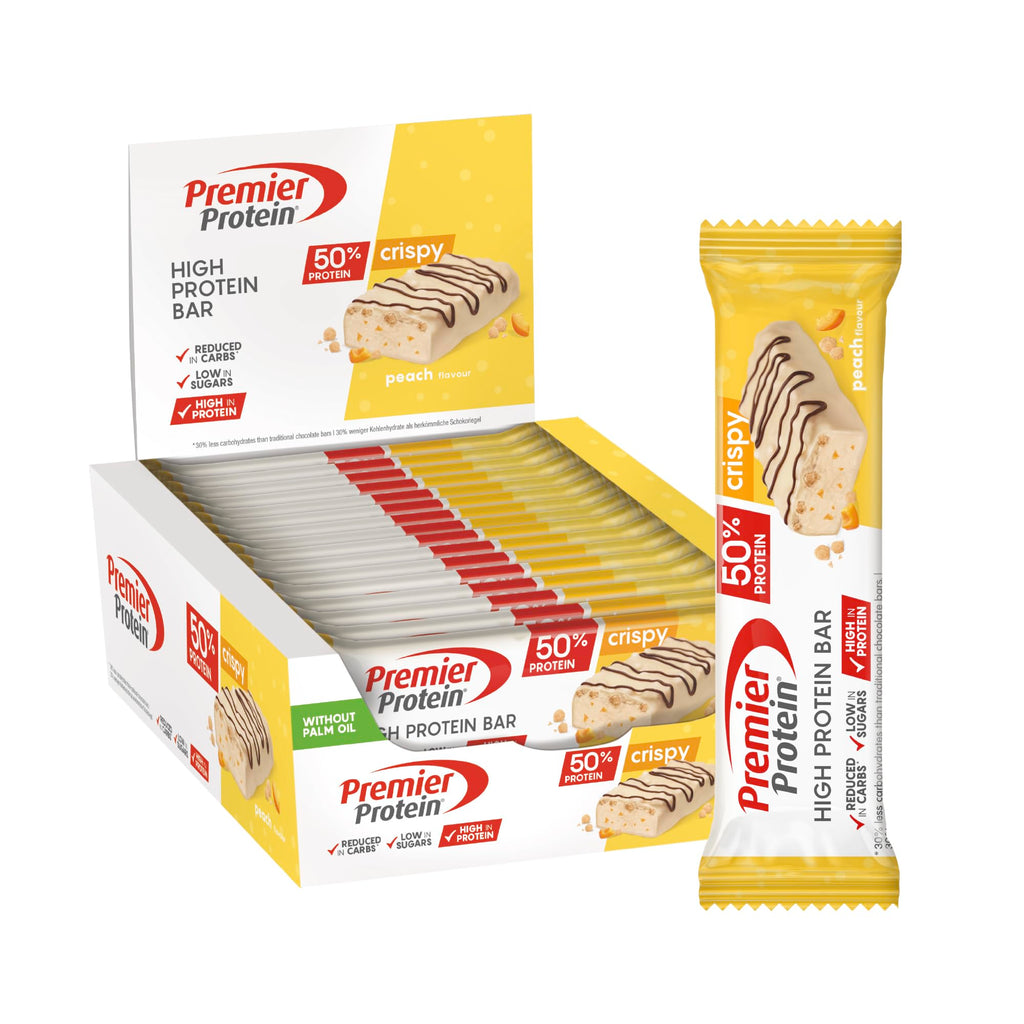 Premier Protein - High Protein Bar 50 percent - Multiflavourbox - 20x40g - Low Sugar - Low Carb - High Protein Bar - Damaged Box - BBE 08/2026