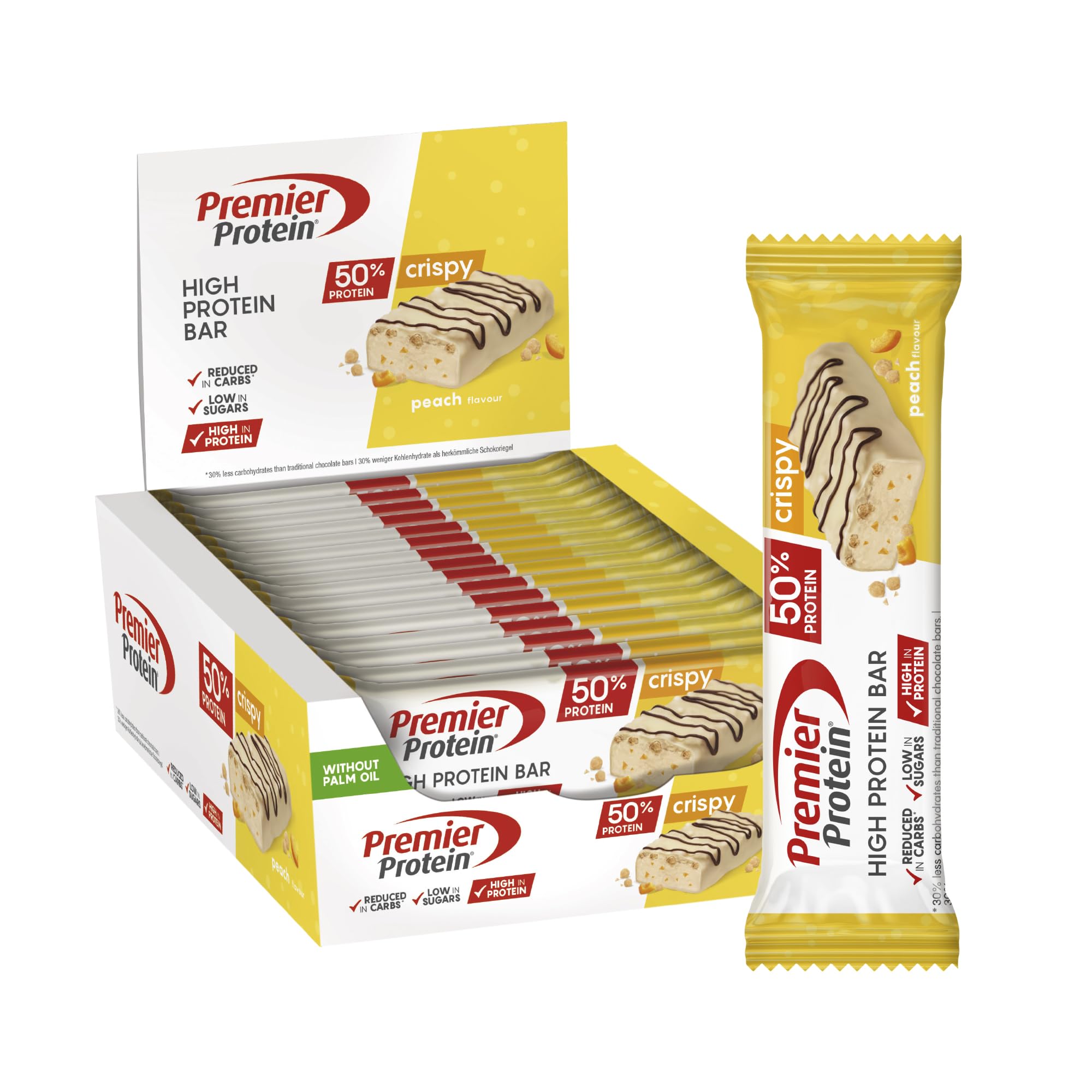 Premier Protein - High Protein Bar 50 percent - Multiflavourbox - 20x40g - Low Sugar - Low Carb - High Protein Bar - Damaged Box - BBE 08/2026