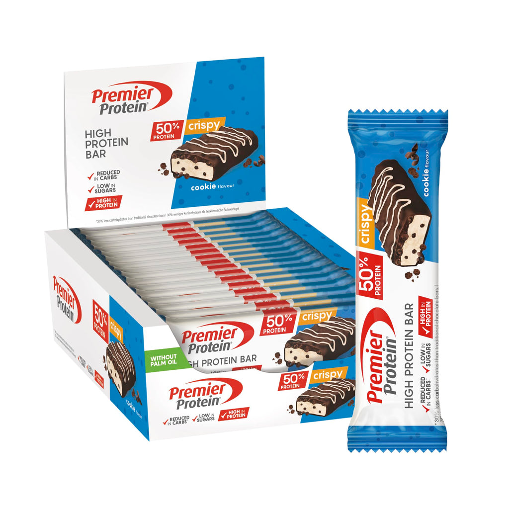 Premier Protein - High Protein Bar 50 percent - Multiflavourbox - 20x40g - Low Sugar - Low Carb - High Protein Bar - Damaged Box - BBE 08/2026