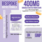 Premium Vitamin B2 Riboflavin 400mg per Capsule -Migrasoothe-B Pharma Manufacturing Standards UK Made Migraine Support, Stress, Tremors & Energy Vegan. Nice Recommended Vitamin B2 400 (30) - Damaged Box - BBE 07/2028