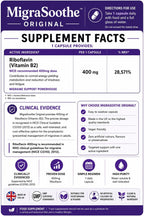 Premium Vitamin B2 Riboflavin 400mg per Capsule -Migrasoothe-B Pharma Manufacturing Standards UK Made Migraine Support, Stress, Tremors & Energy Vegan. Nice Recommended Vitamin B2 400 (30) - Damaged Box - BBE 07/2028