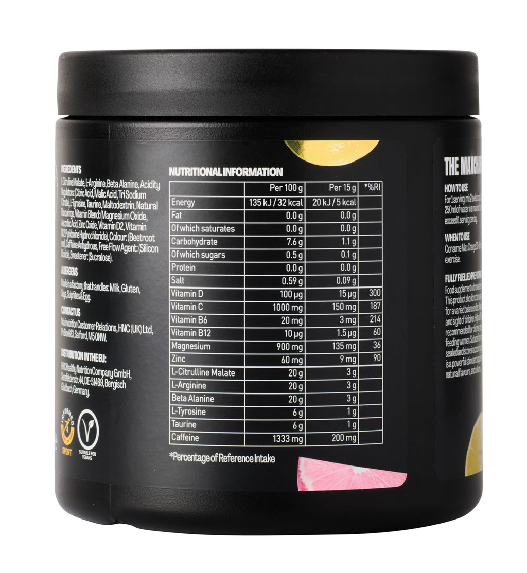 MaxiNutrition Max Charge Pre-Workout Powder, Pink Lemonade, 300g - Sugar-Free Vitamin Boost for Energy & Performance - BBE 08/2026