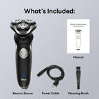 Qhot Electric Razor for Men, 3D Floating Rotary Shaver, Wet & Dry Rechargeable Electric Razor with Pop-Up Trimmer, 100 Mins Runtime, Non-Slip Handle(Black) - Damaged Box
