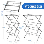 Rainberg 3 Tier Extendable Clothes Airer Indoor Outdoor, 38x73x106cm Size 8kg Capacity Slimline Laundry Rack, Space Saving Clothes Drying Rack, Rust-Resistant, Non-Slip Feet Foldable Heavy-Duty Design - Damaged Box