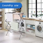 Rainberg 3 Tier Extendable Clothes Airer Indoor Outdoor, 38x73x106cm Size 8kg Capacity Slimline Laundry Rack, Space Saving Clothes Drying Rack, Rust-Resistant, Non-Slip Feet Foldable Heavy-Duty Design - Damaged Box
